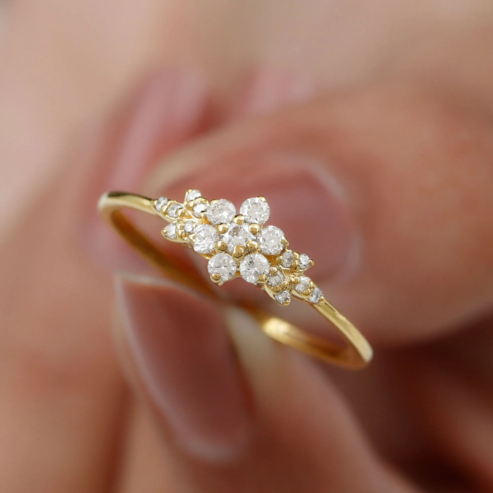 Floral Cluster Promise Ring with Certified Diamond