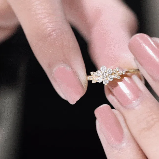 Floral Cluster Promise Ring with Certified Diamond