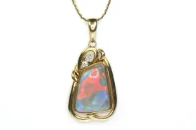 Freeform Opal and Diamond Necklace
