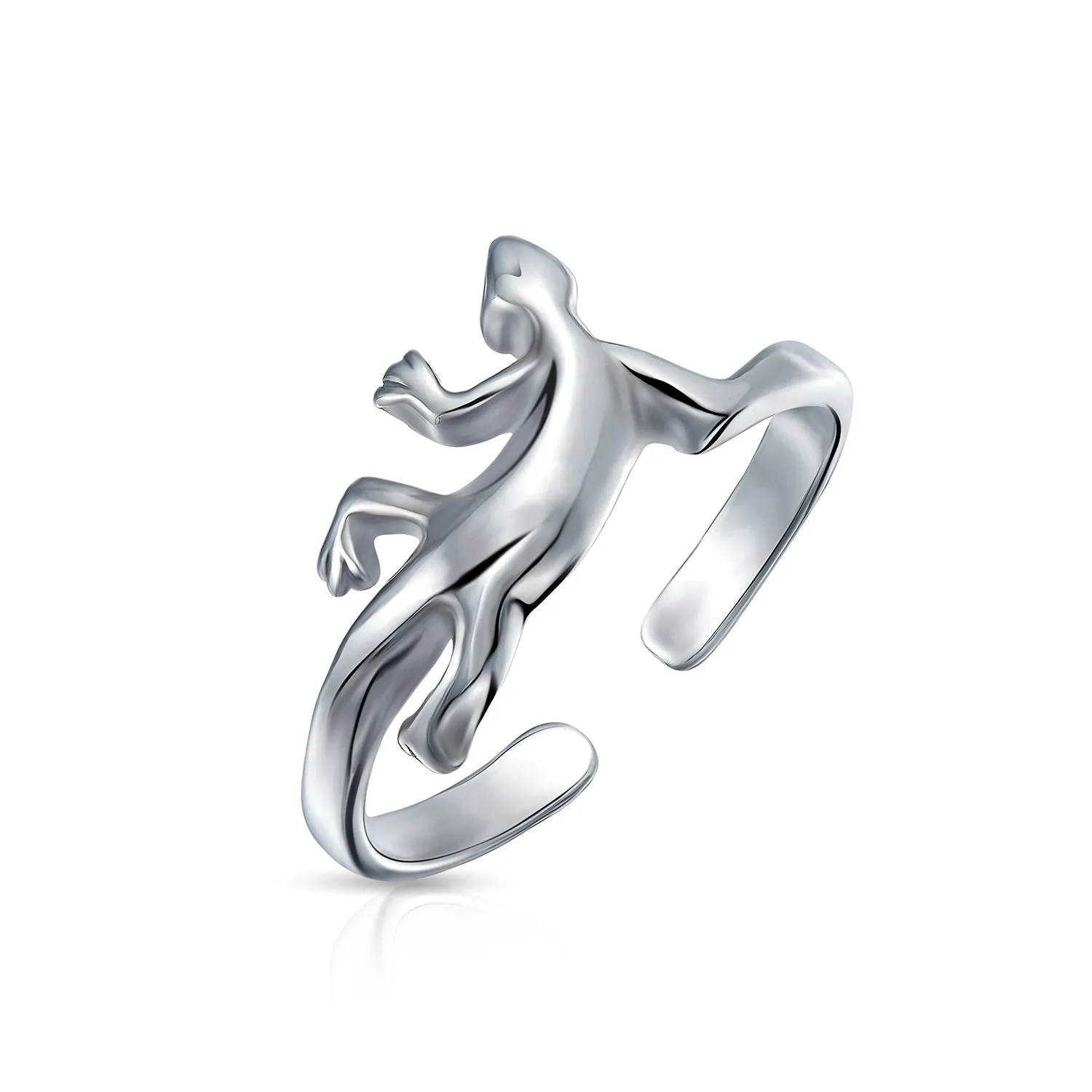 Garden Reptile Geko Lizard Midi Toe Ring in Polished Sterling Silver