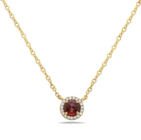 Garnet And Diamond Halo Necklace