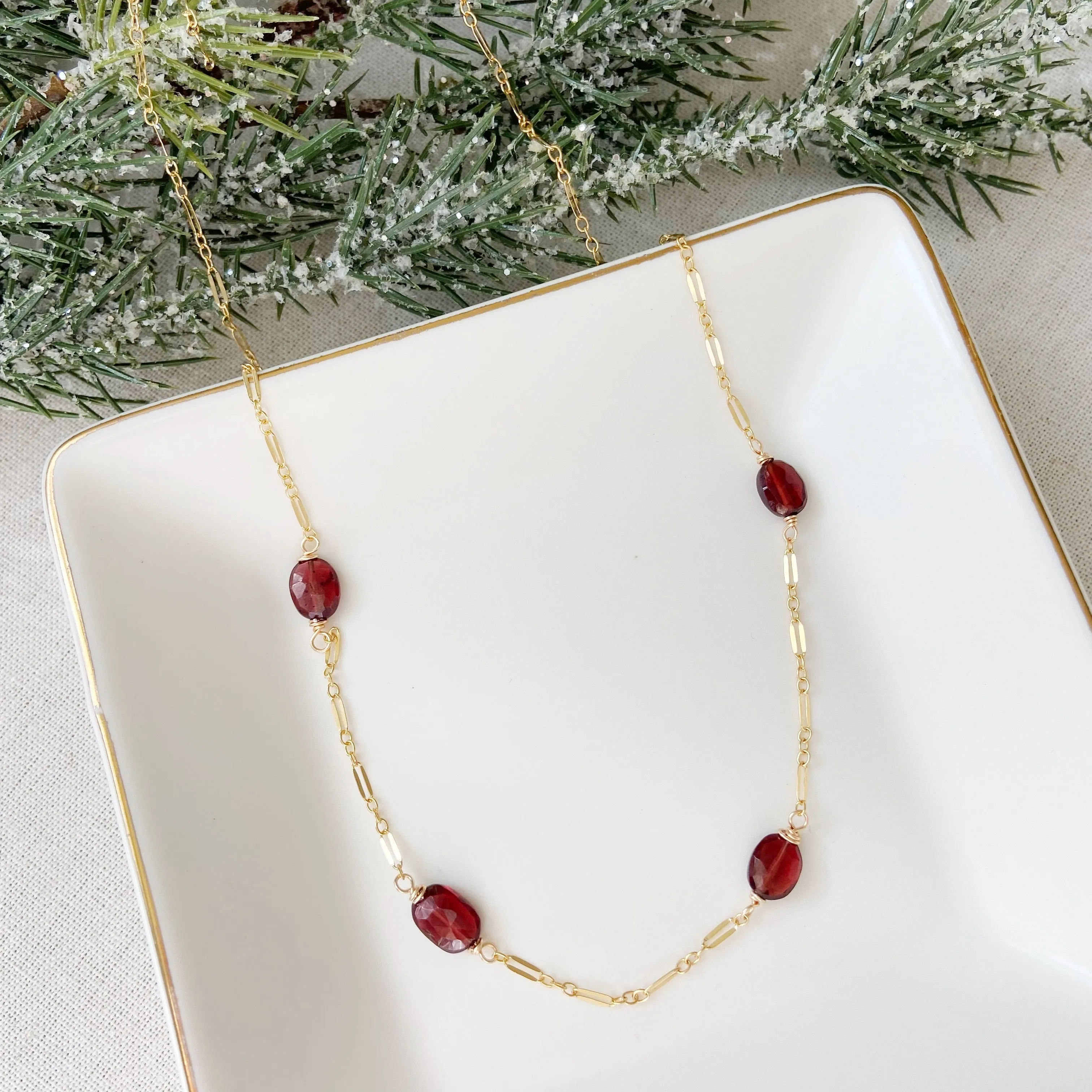 Garnet Gold Necklace in Gold (18 inches)