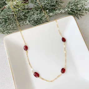 Garnet Gold Necklace in Gold (18 inches)