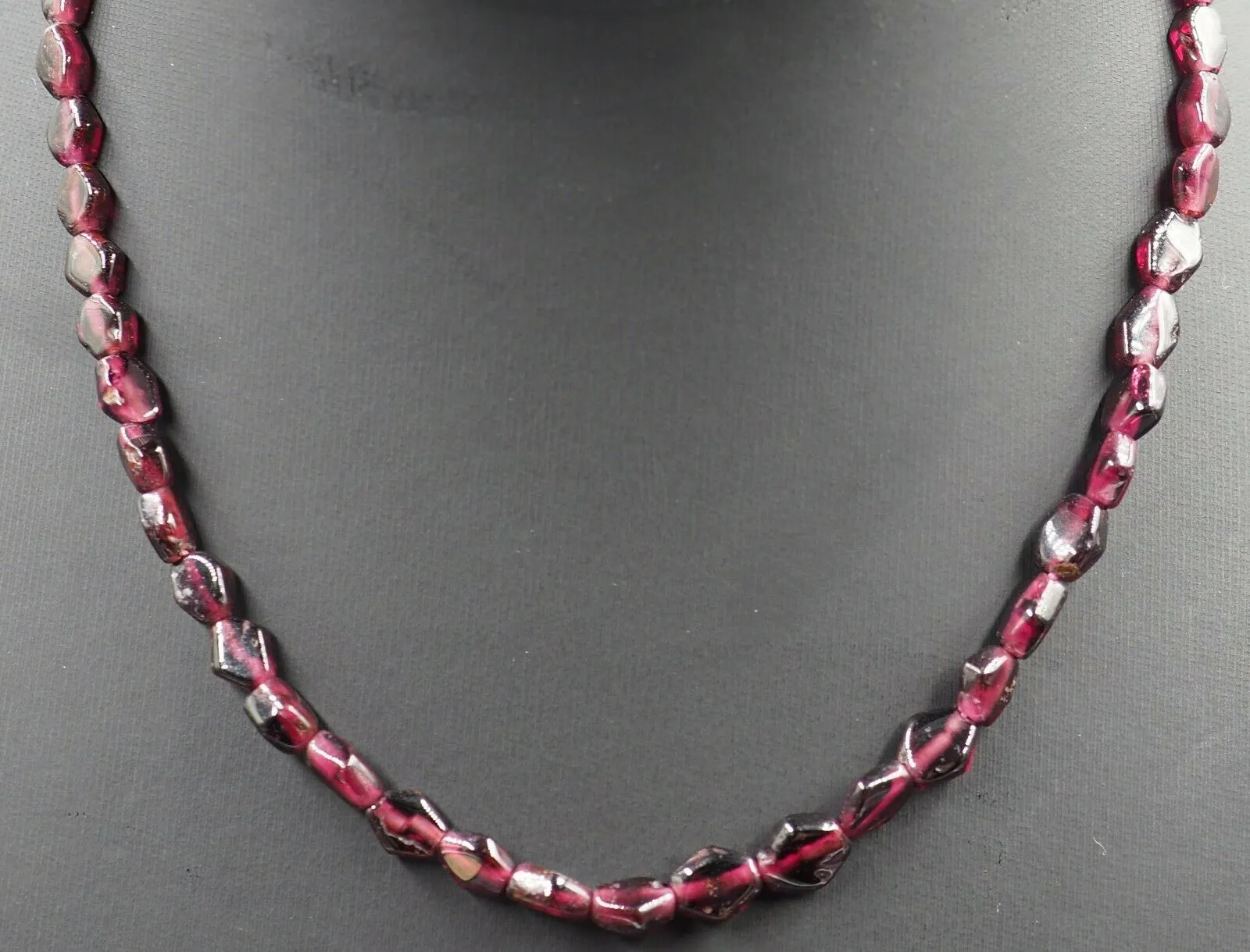 Garnet Necklace Strand Fine Gemstone Beaded Jewellery Length: 41cm