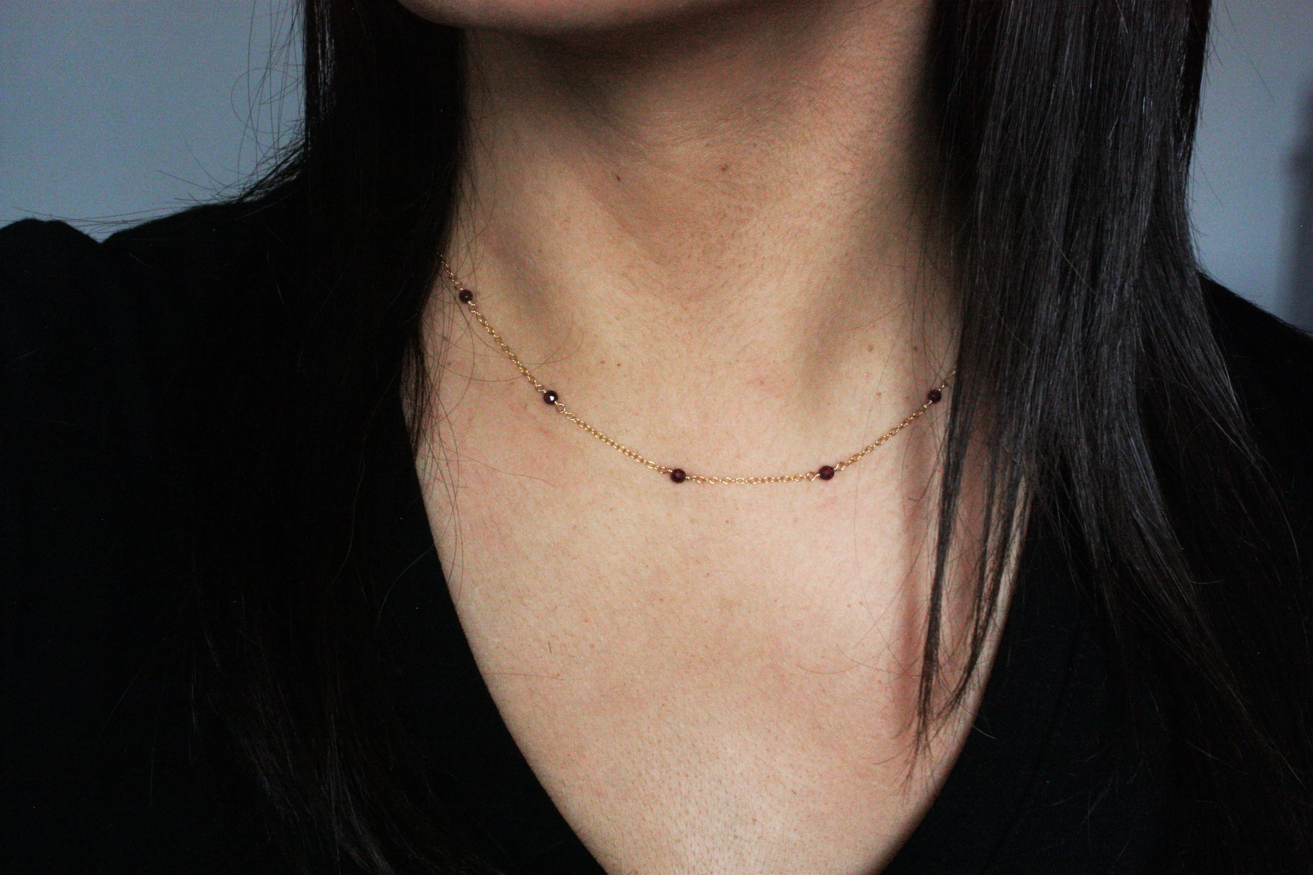 Garnet Wire Wrapped Layering Necklace