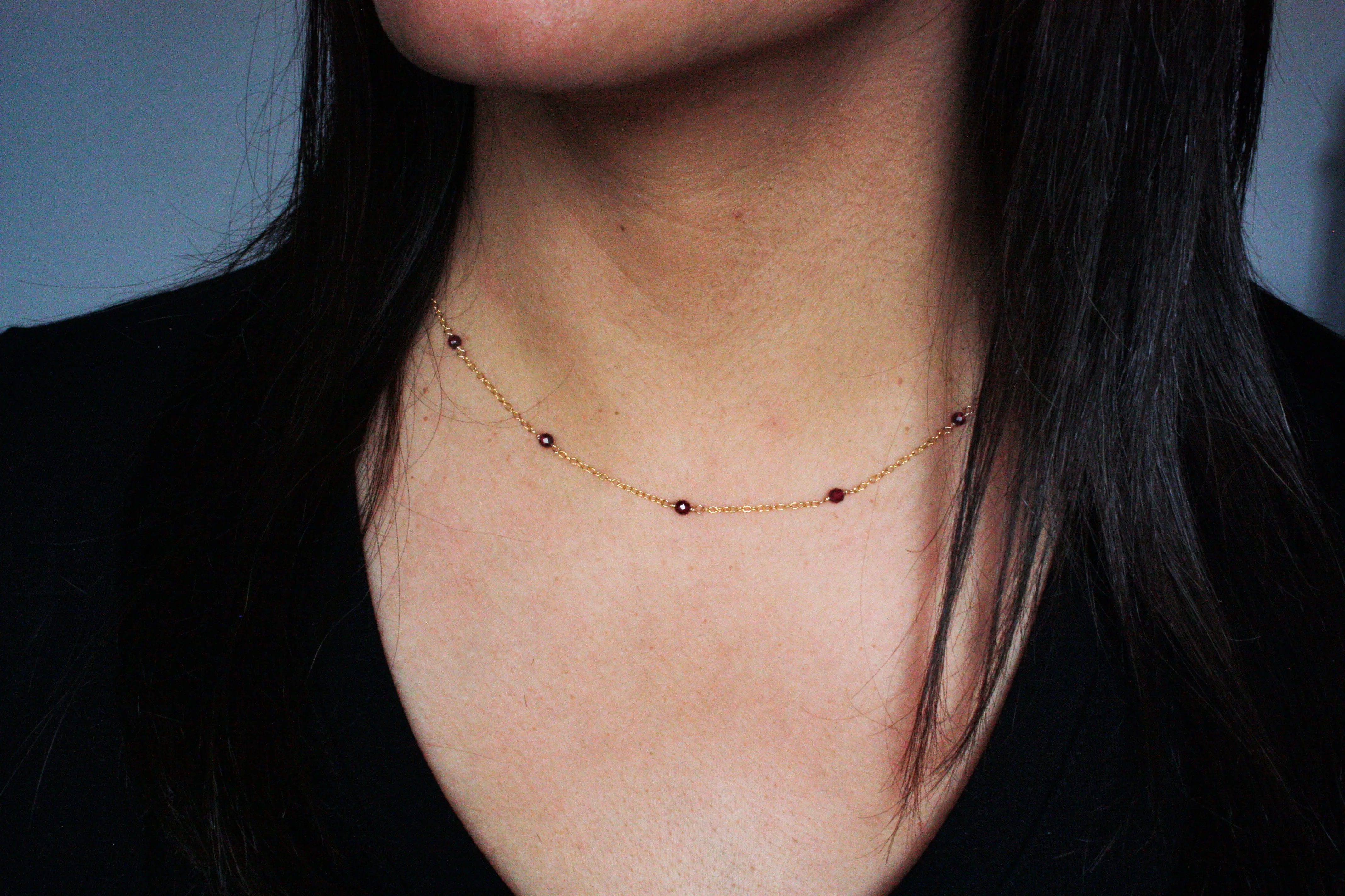 Garnet Wire Wrapped Layering Necklace