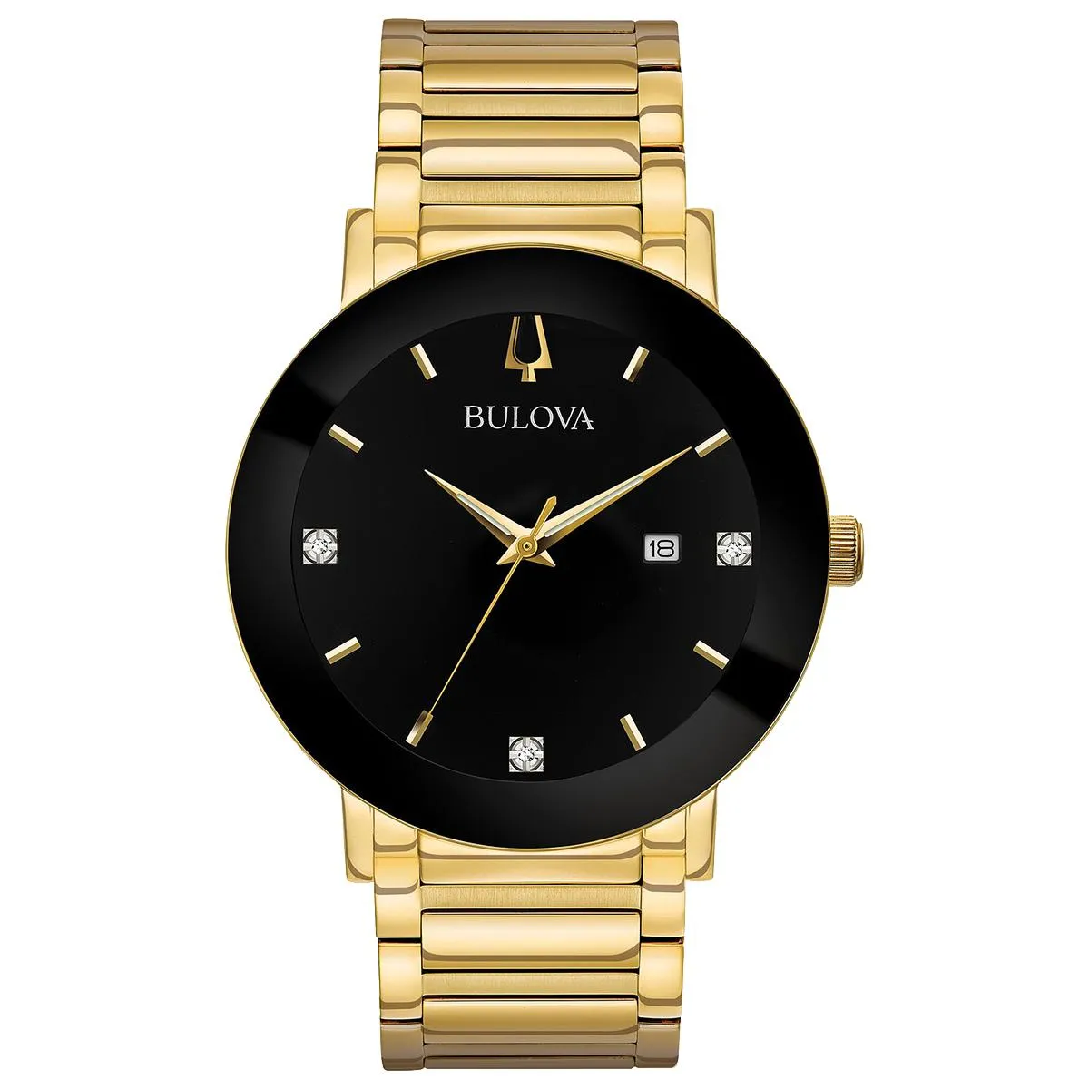 GENTS YELLOW-TONE STEEL BULOVA FUTURO WATCH WITH DIAMONDS