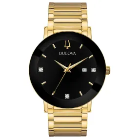 GENTS YELLOW-TONE STEEL BULOVA FUTURO WATCH WITH DIAMONDS