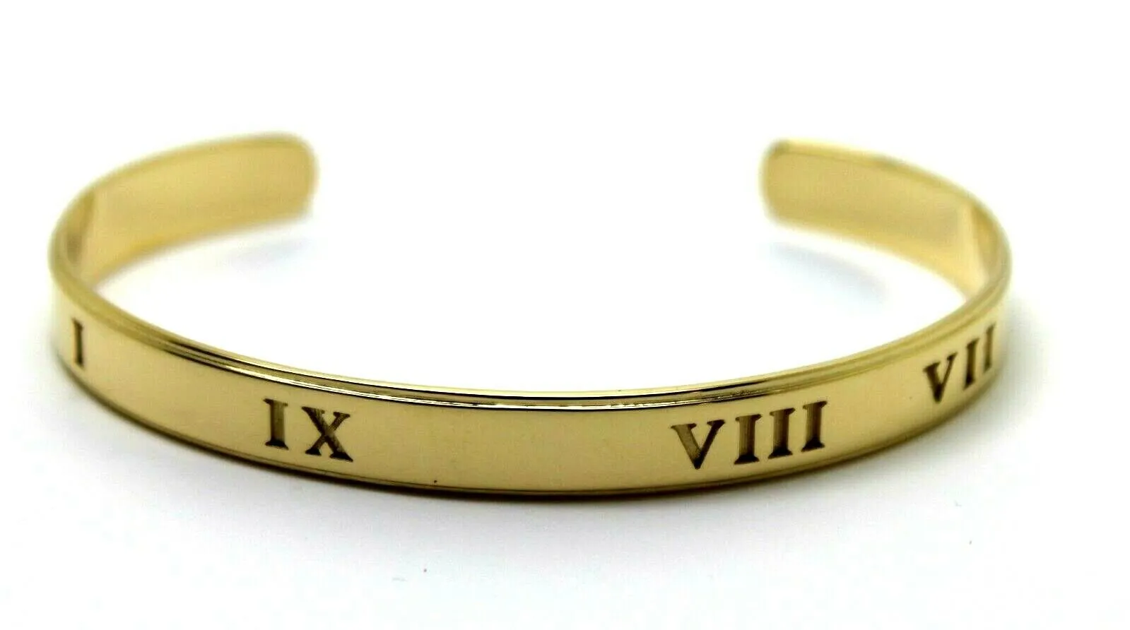 Genuine 18ct FULL SOLID Heavy Yellow gold custom made CUFF or BANGLE  Engraving of your choice, symbols, letter or numbers