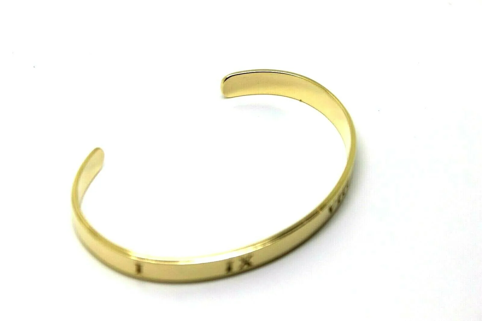 Genuine 18ct FULL SOLID Heavy Yellow gold custom made CUFF or BANGLE  Engraving of your choice, symbols, letter or numbers