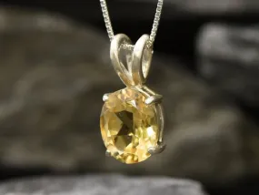 Genuine Citrine Pendant - Yellow Solitaire Necklace - November Birthstone Necklace