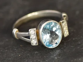 Genuine Topaz Ring - Blue Diamond Ring - Classy Vintage Ring