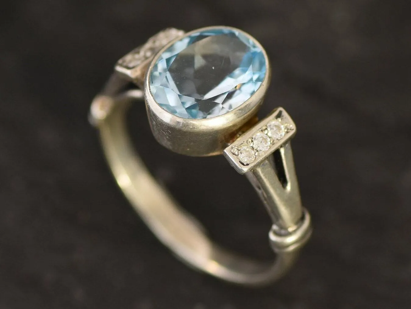 Genuine Topaz Ring - Blue Diamond Ring - Classy Vintage Ring