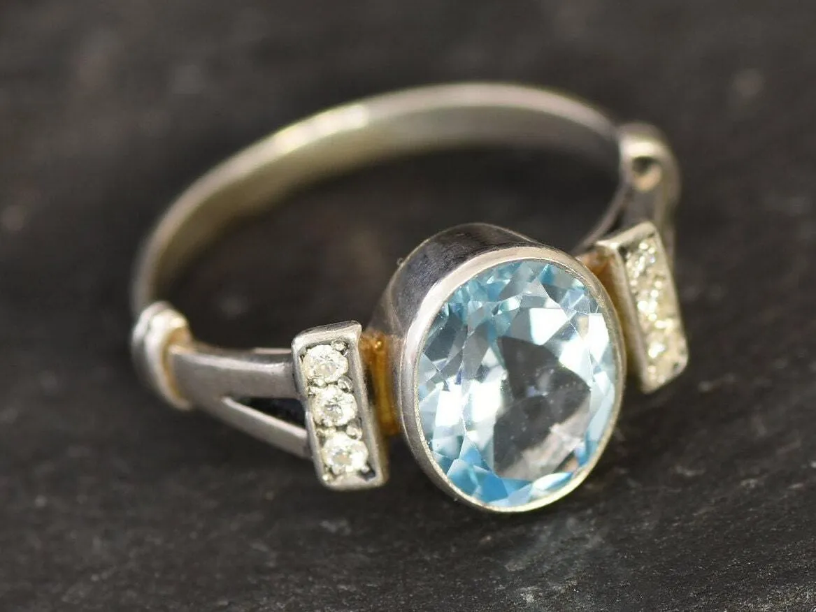 Genuine Topaz Ring - Blue Diamond Ring - Classy Vintage Ring