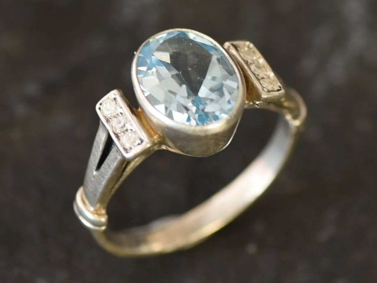 Genuine Topaz Ring - Blue Diamond Ring - Classy Vintage Ring