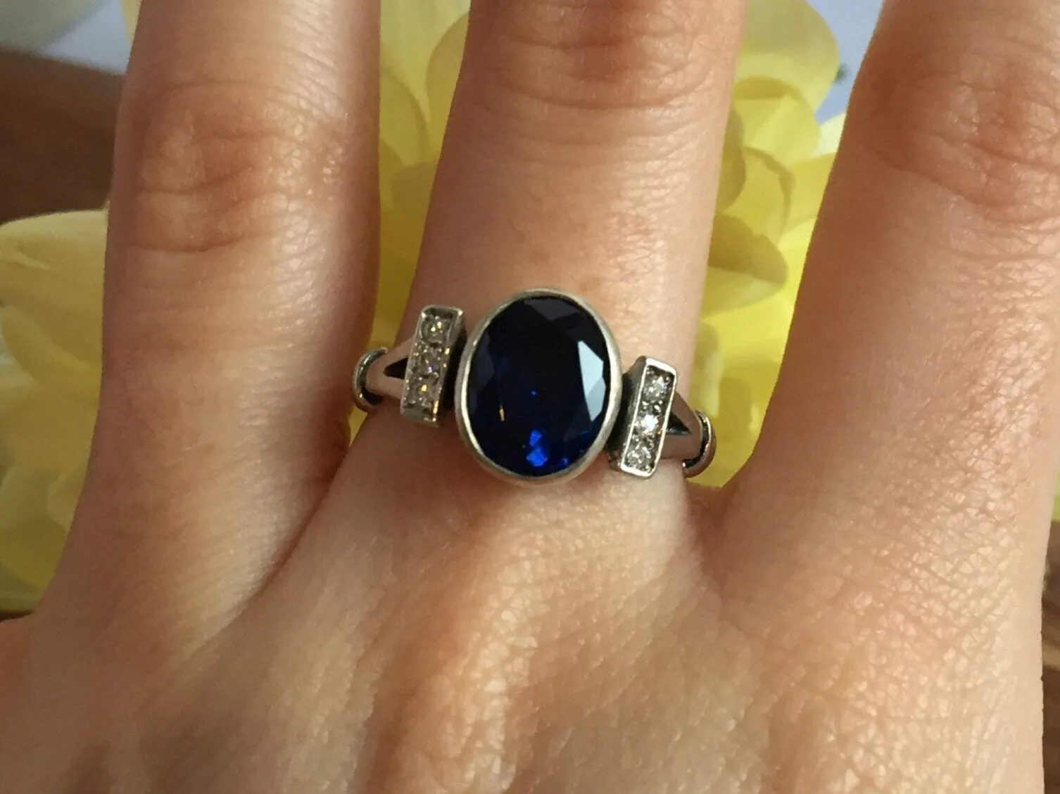 Genuine Topaz Ring - Blue Diamond Ring - Classy Vintage Ring