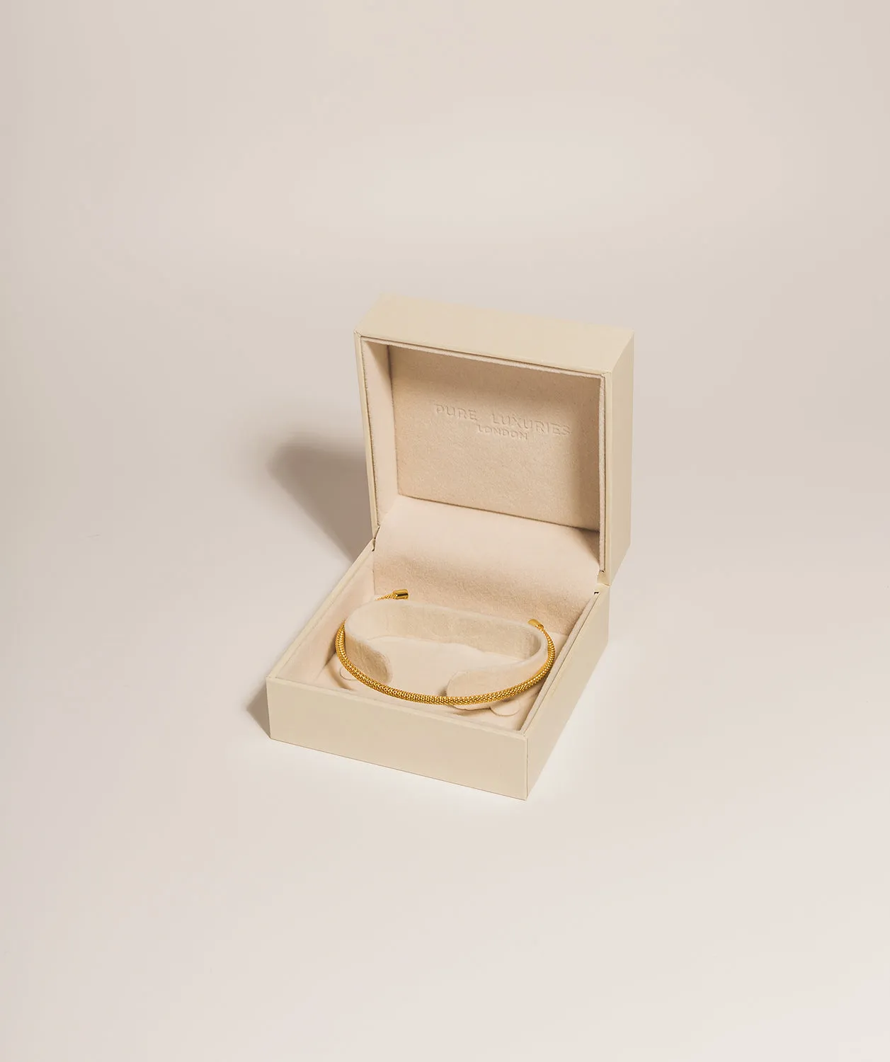 Gift Packaged 'Gretel' 18ct Yellow Gold 925 Silver & Cubic Zirconia Chainmail Bangle