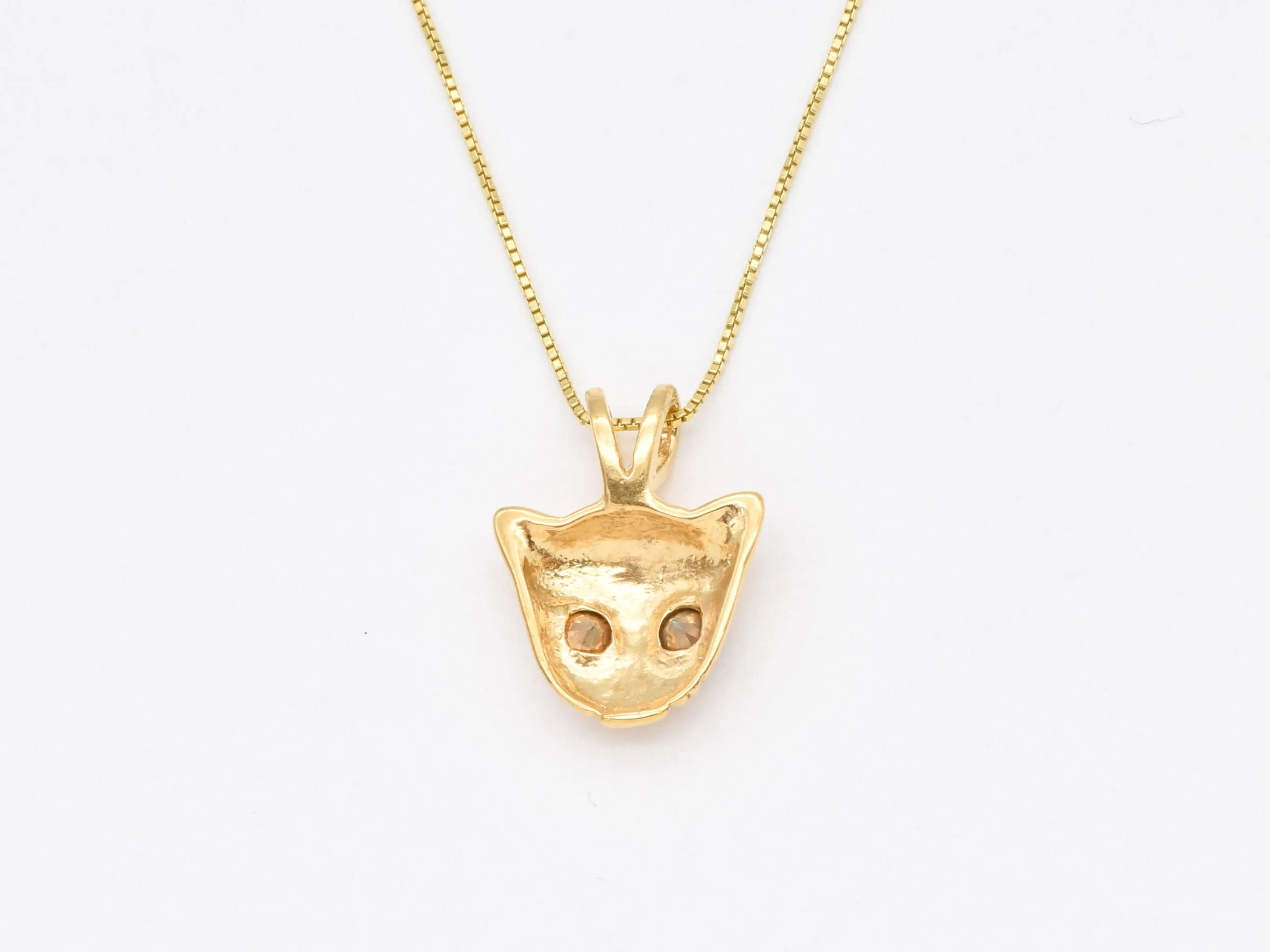 Gold Cat Necklace - Natural Topaz Pendant - Cat Lover Necklace