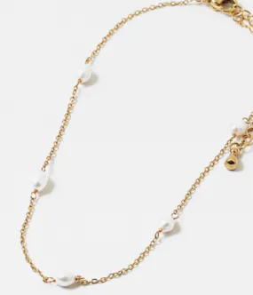 Gold Chain and Pearls Anklet