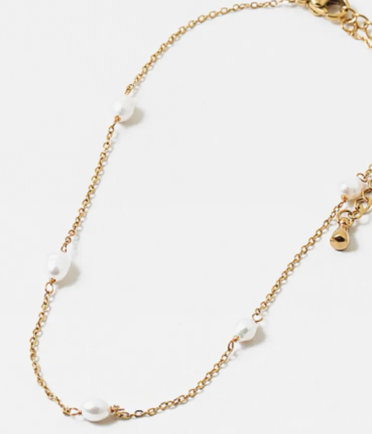 Gold Chain and Pearls Anklet