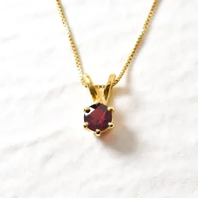 Gold Garnet Pendant - Natural Garnet Necklace, Gold Dainty Red Pendant