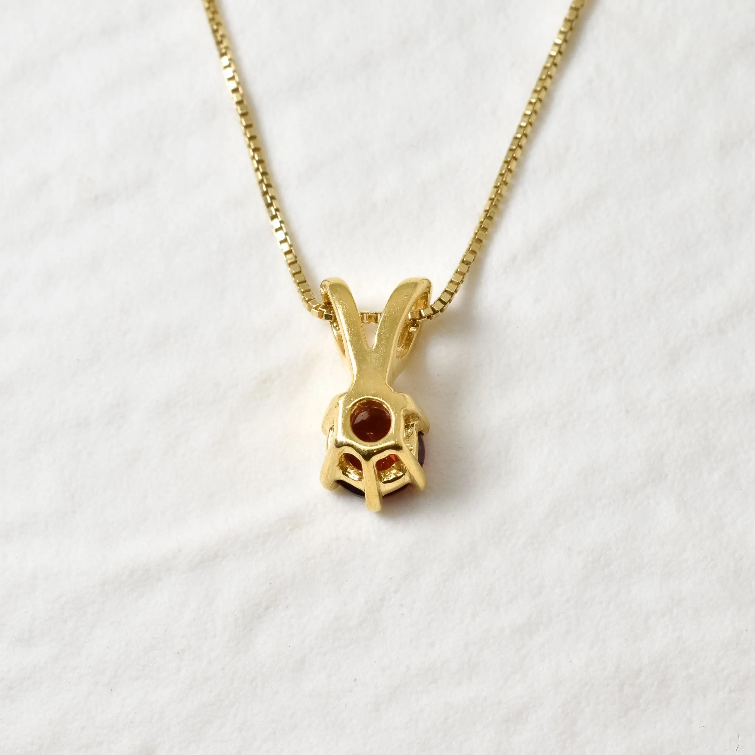 Gold Garnet Pendant - Natural Garnet Necklace, Gold Dainty Red Pendant