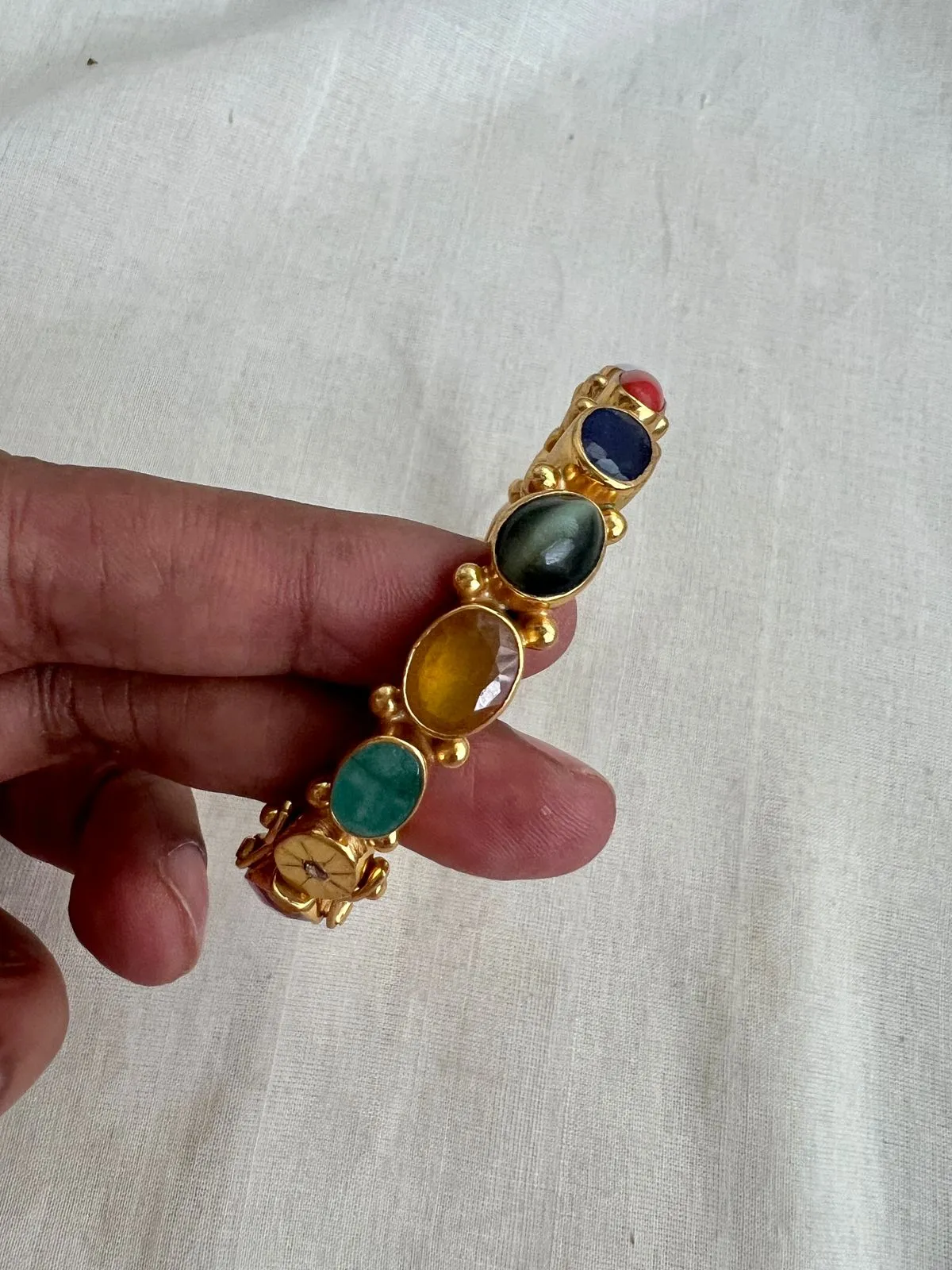 Gold Polish Solid Navrathan Bangle (Single) (MADE TO ORDER)
