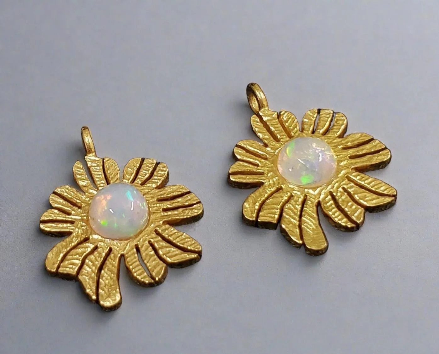 Gold Vermeil Multi Fire Opal Floral Charm