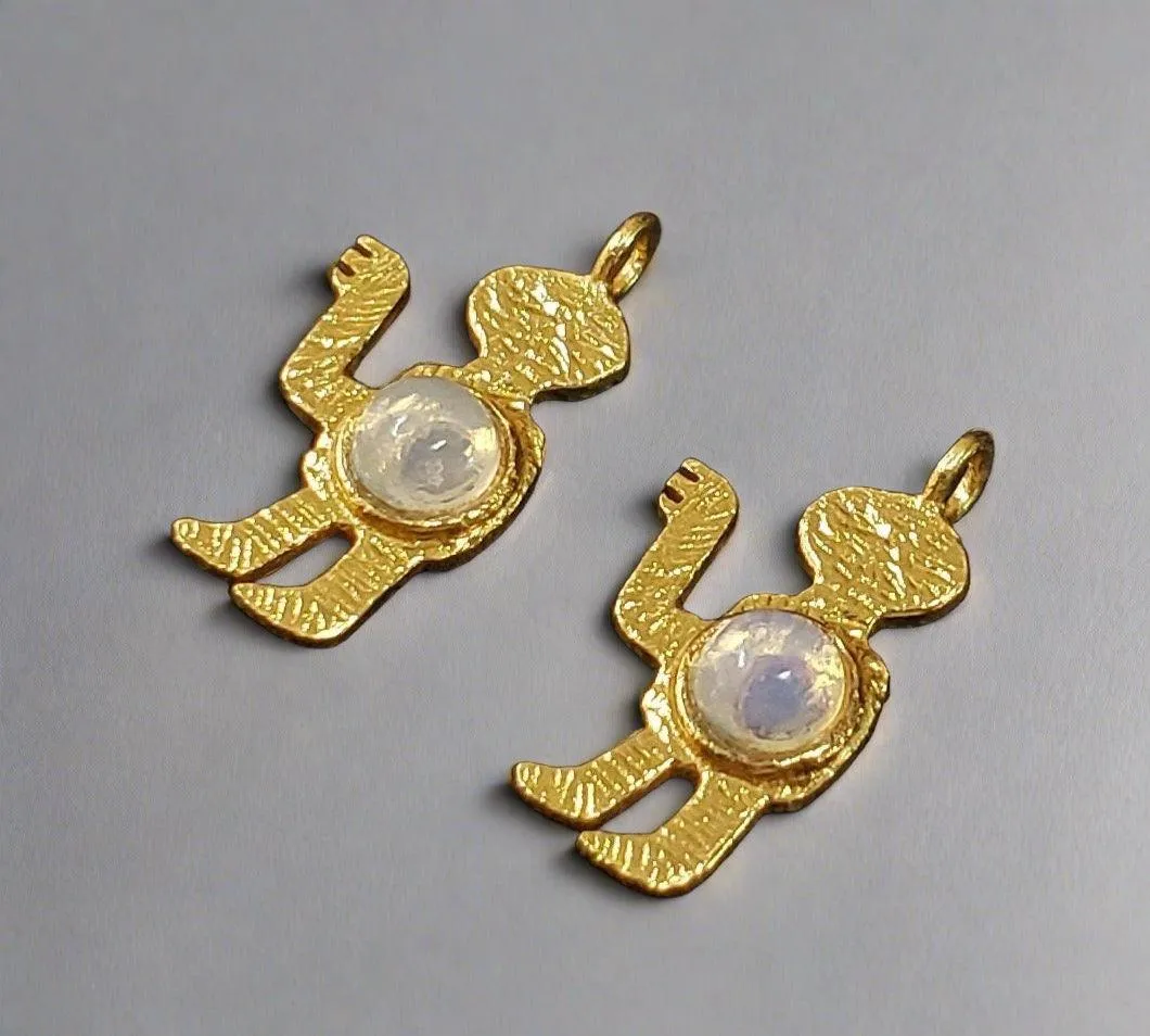 Gold Vermeil Robot Minimalist Designer Ethiopian Opal Charm