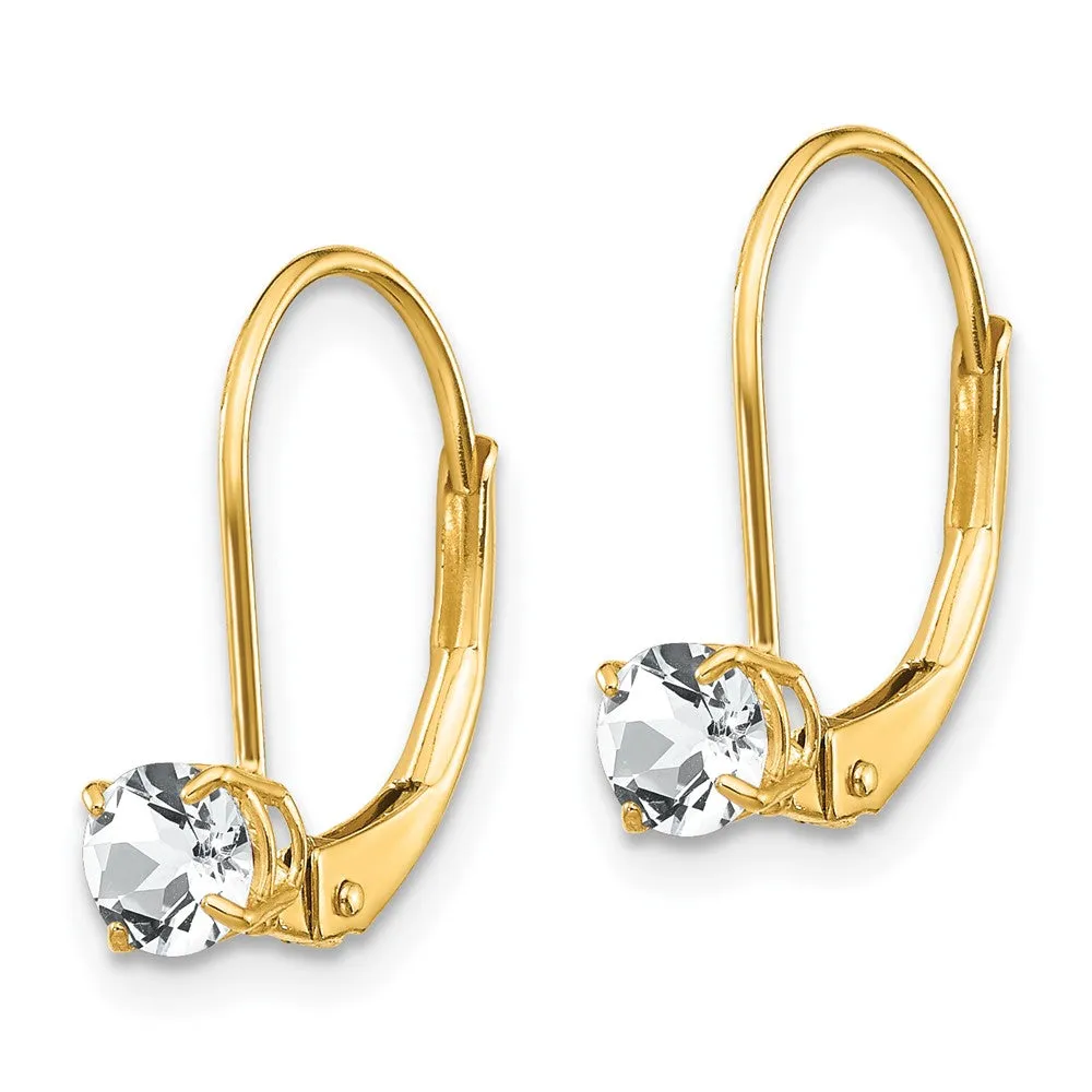 Gold White Topaz Leverback Earrings - April Model-XBE76