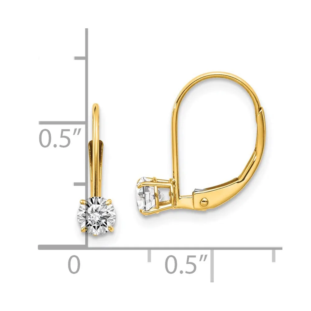 Gold White Topaz Leverback Earrings - April Model-XBE76
