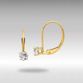 Gold White Topaz Leverback Earrings - April Model-XBE76