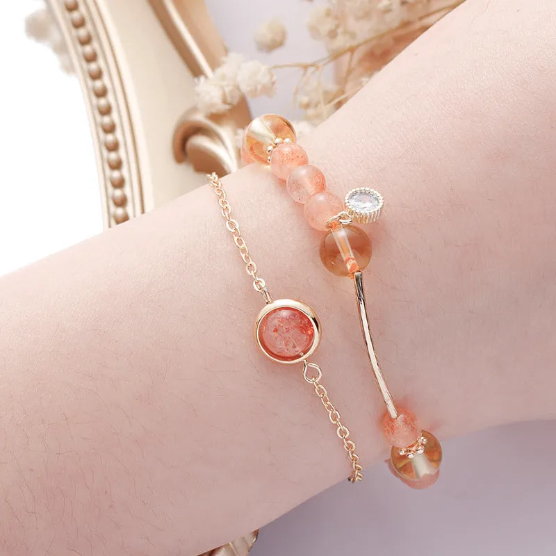 Golden Citrine Crystal Bracelet for Women - Sterling Silver Beckoning Fortune Transfer Bead Bracelet - Birthday Gift for Girlfriend