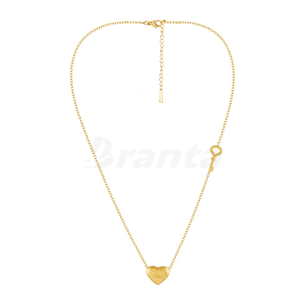 Golden Heart and Key Necklace