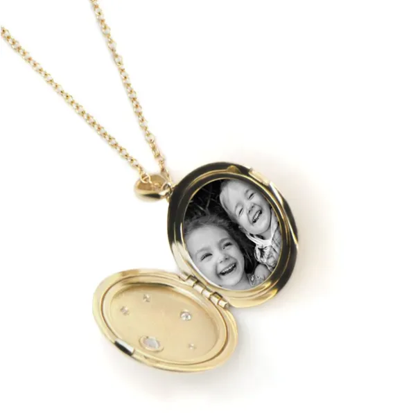 Gothic Diamond Locket Necklace - Gold, White Topaz & Diamond
