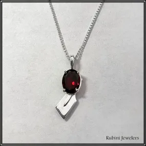Graceful Garnet Rowing Necklace and Small Hatchet Oar on Chain