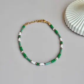 Green & White Anklet