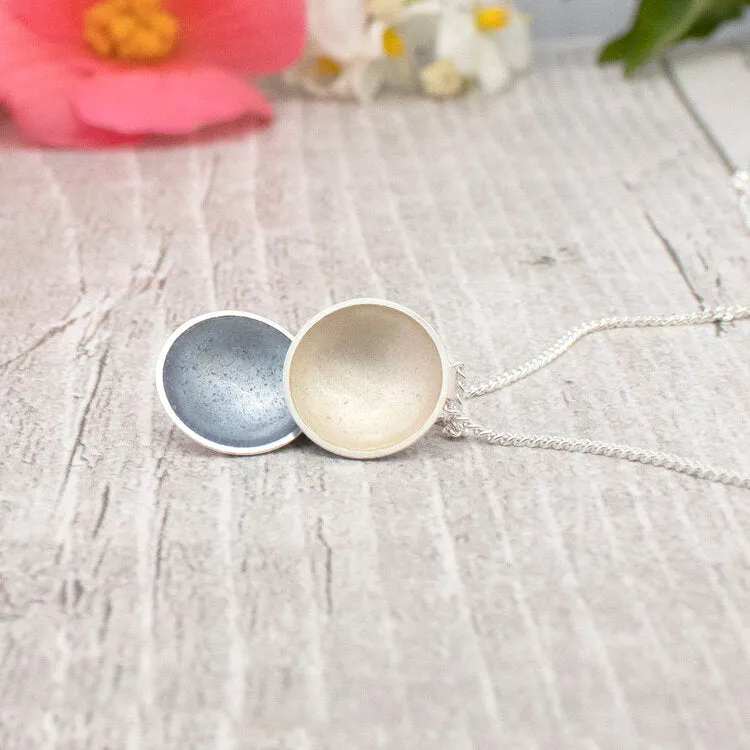 Halo Silver and Enamel Medium Double Drop Necklace