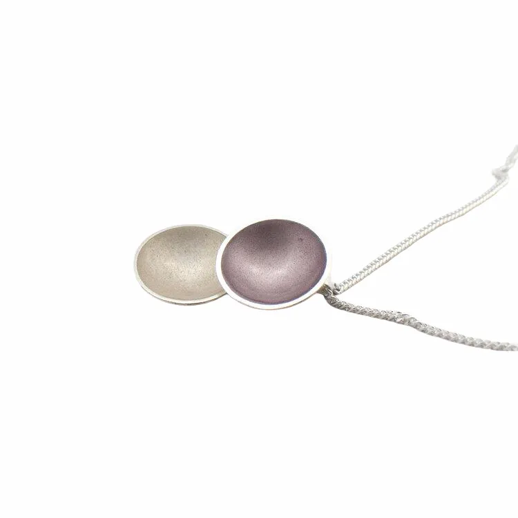 Halo Silver and Enamel Medium Double Drop Necklace