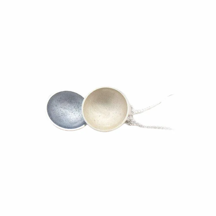 Halo Silver and Enamel Medium Double Drop Necklace