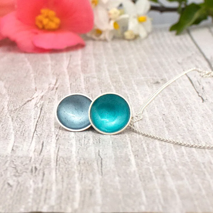 Halo Silver and Enamel Medium Double Drop Necklace