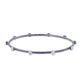 Hammered Bangle 10 White Sapphires