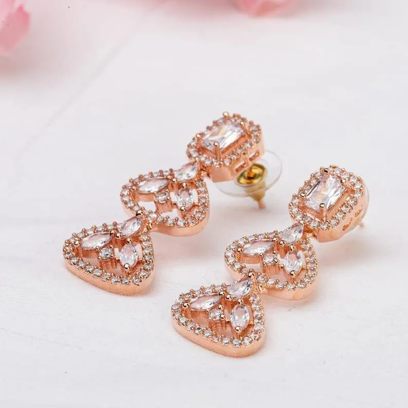 Hania- Rose Gold American Diamond CZ Necklace set