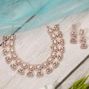 Hania- Rose Gold American Diamond CZ Necklace set