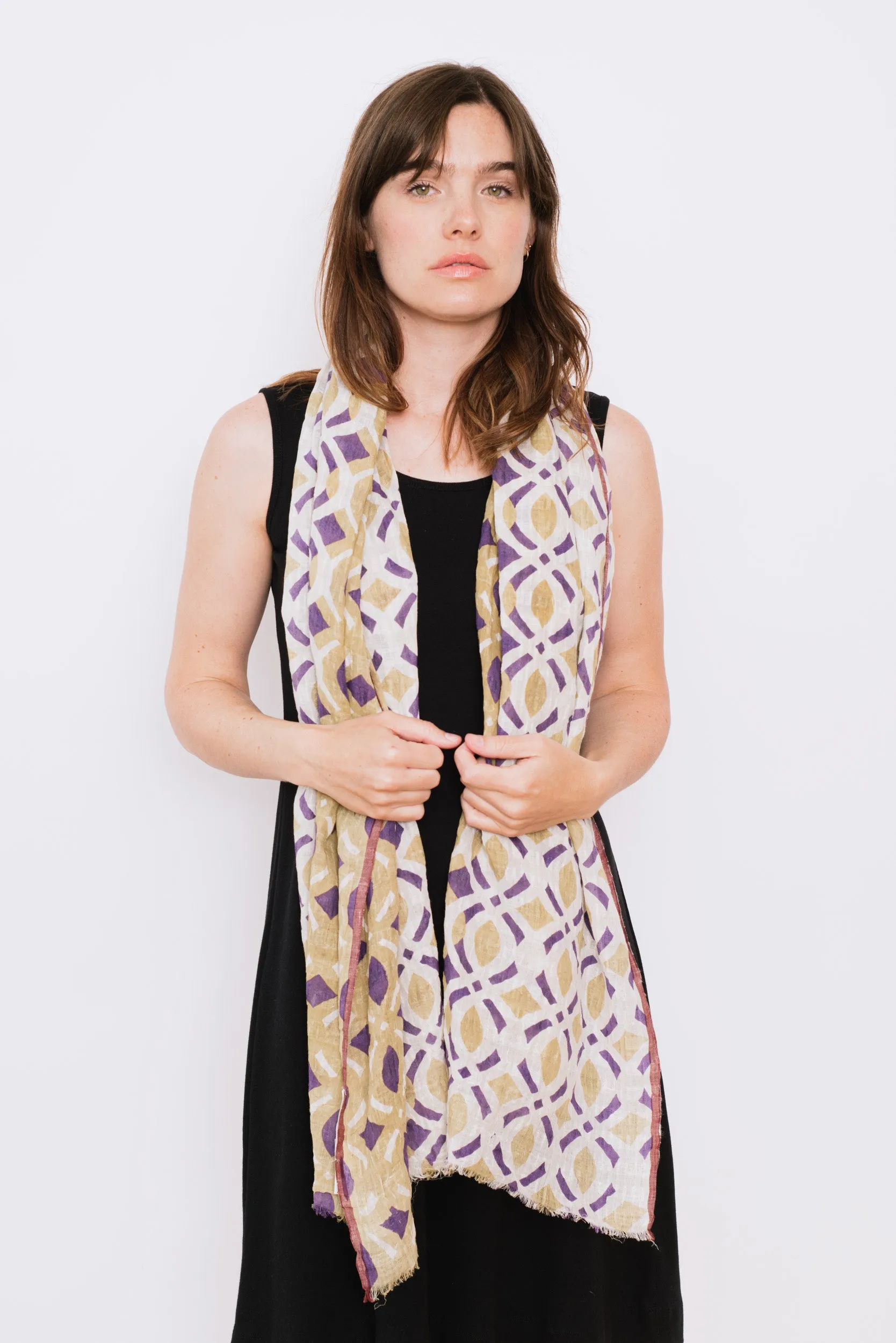 Henna Small Motif Scarf Straw