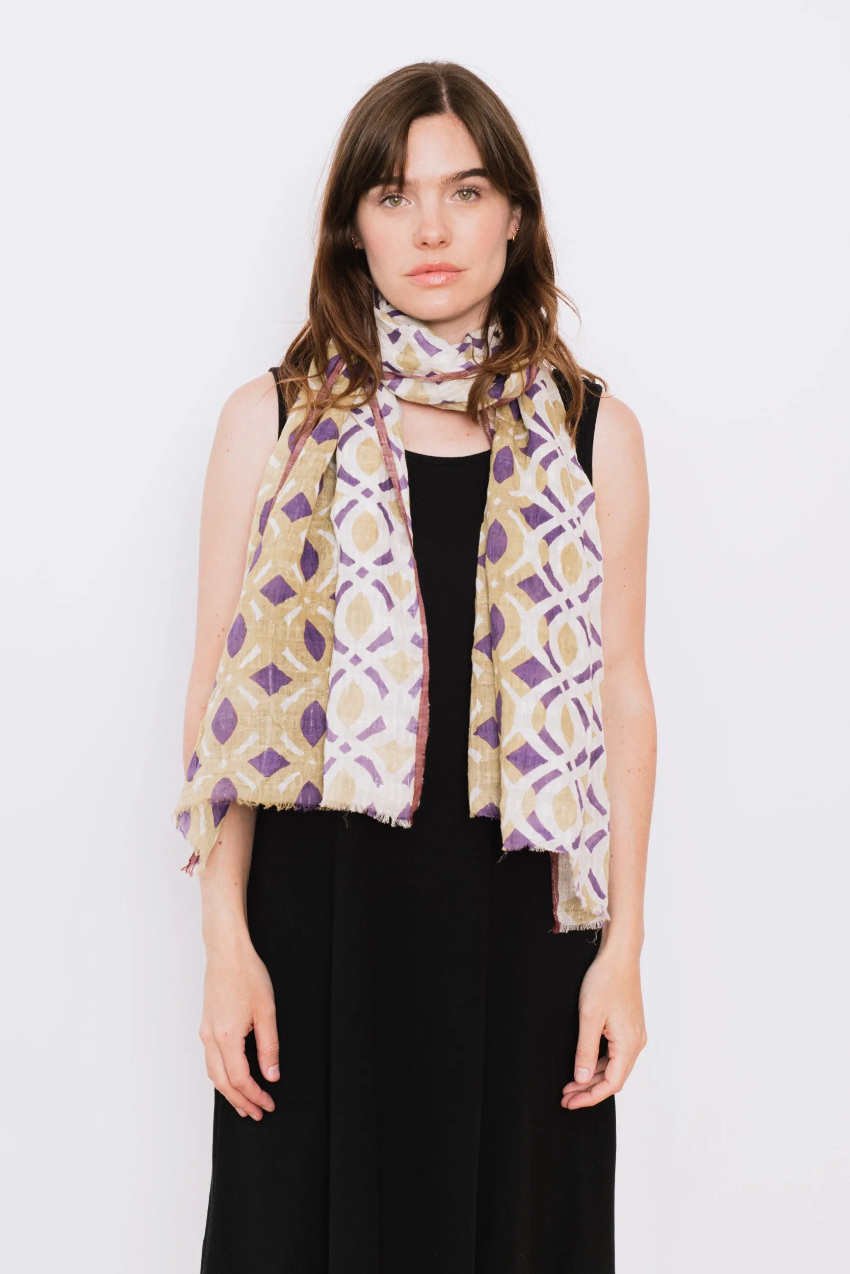 Henna Small Motif Scarf Straw