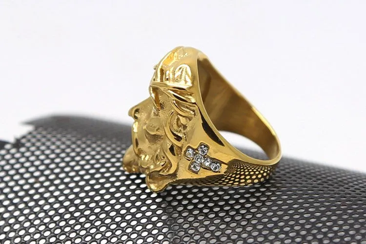Hiphop Style Rock Jesus Face Men Ring