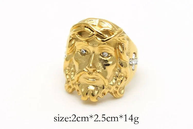 Hiphop Style Rock Jesus Face Men Ring