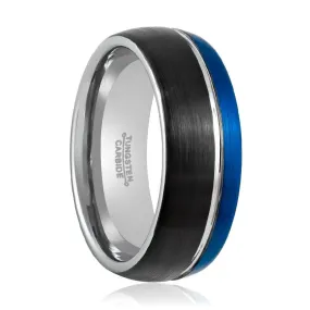 HYBRID | Tungsten Ring Three Tone Natural, Blue & Black