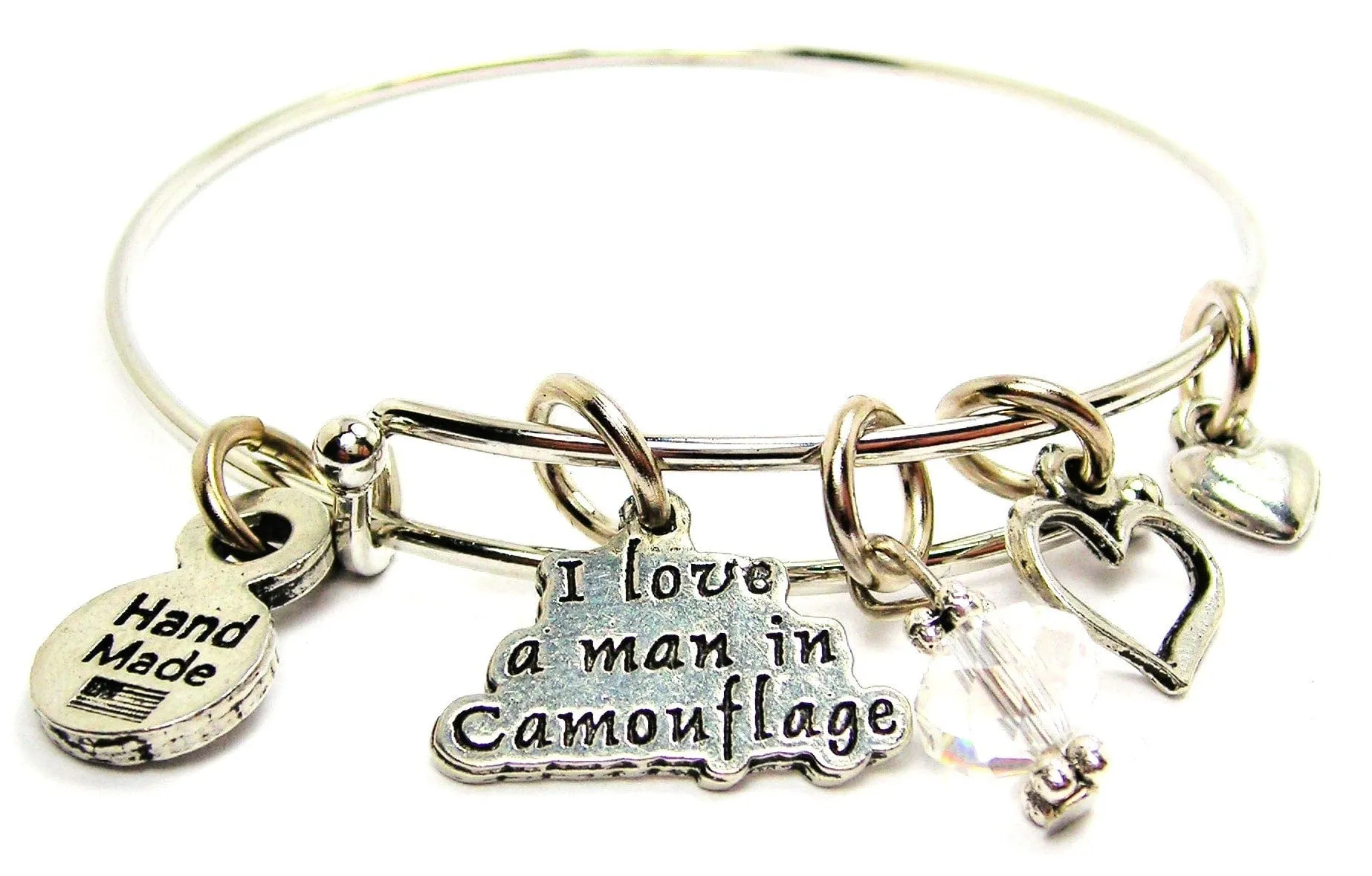 I Love A Man In Camouflage Expandable Bangle Bracelet